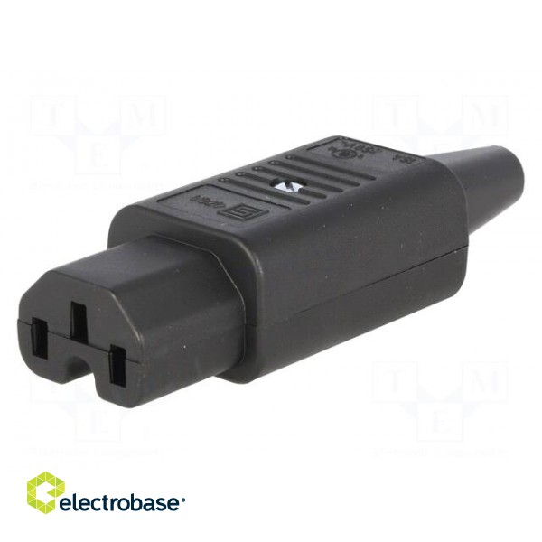 Connector: AC supply | plug | female | 10A | 250VAC | IEC 60320 | 8.5mm paveikslėlis 1