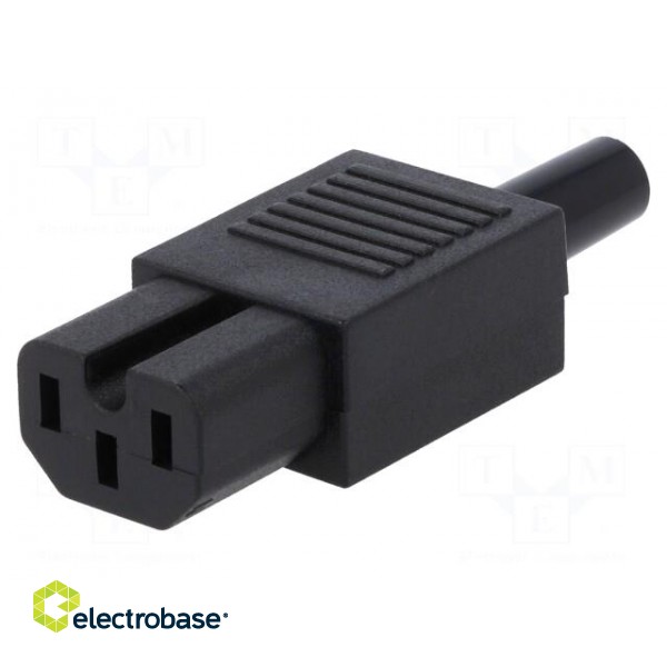 Connector: AC supply | plug | female | 10A | 250VAC | IEC 60320 | C15 image 1