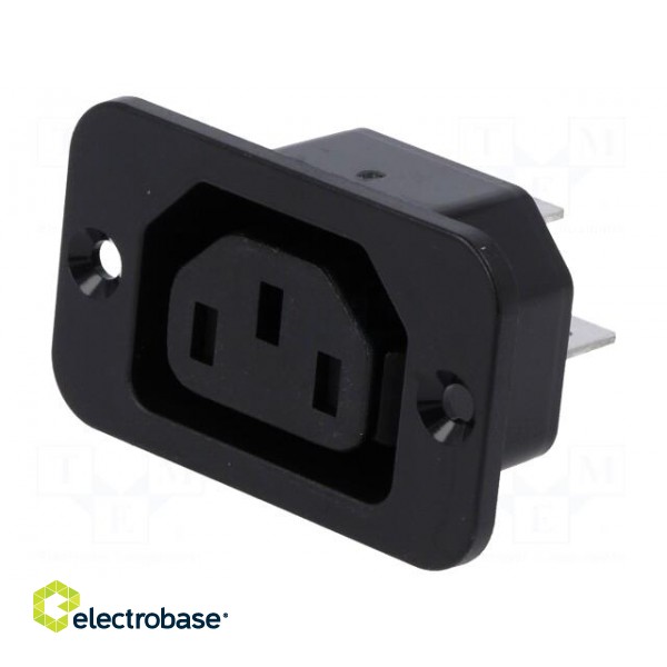Connector: AC supply | socket | female | 10A | 250VAC | IEC 60320 | 40mm image 1