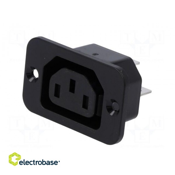 Connector: AC supply | socket | female | 10A | 250VAC | IEC 60320 | 40mm фото 2