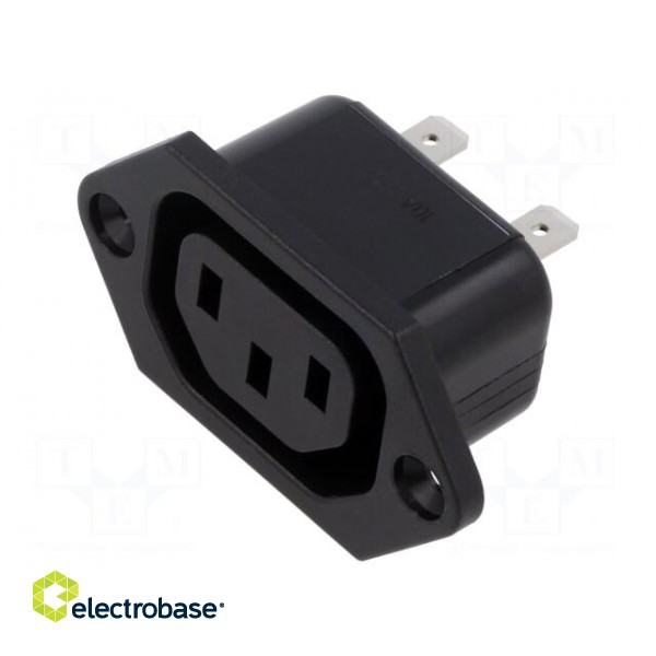 Connector: AC supply | socket | female | 10A | 250VAC | IEC 60320 | IP30