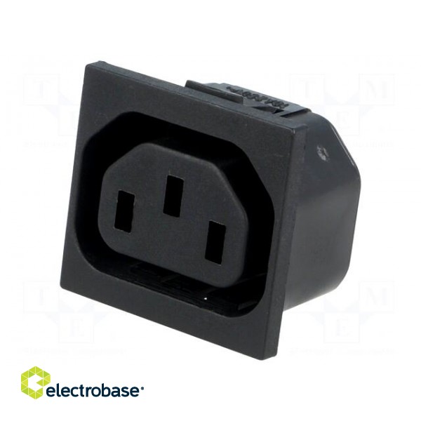 Connector: AC supply | socket | female | 10A | 250VAC | IEC 60320 | THT image 1