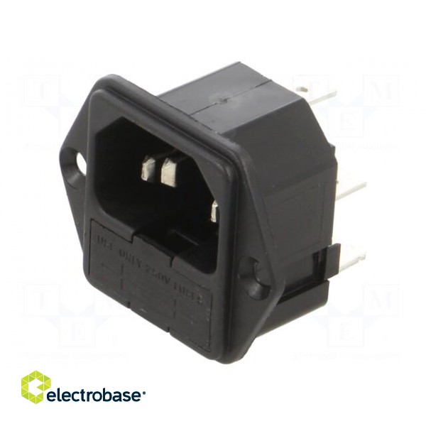 Connector: AC supply | socket | male | 10A | 250VAC | C14 (E) | -40÷70°C image 1