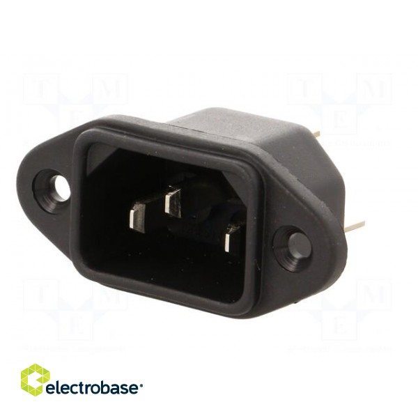 Connector: AC supply | socket | male | 10A | 250VAC | IEC 60320 | C14 (E) paveikslėlis 2