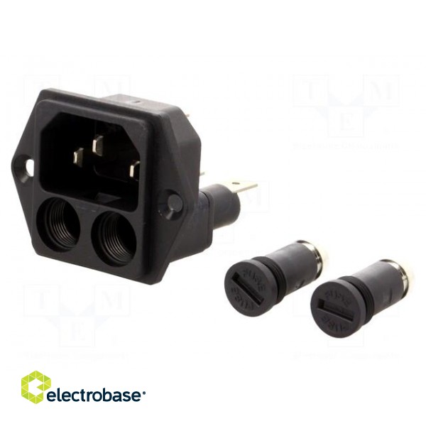 Connector: AC supply | socket | male | 10A | 250VAC | IEC 60320 | C14 (E) paveikslėlis 1