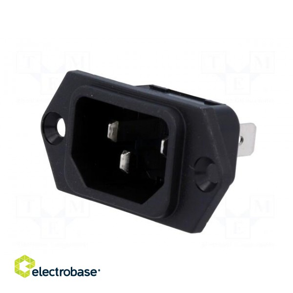 Connector: AC supply | socket | male | 10A | 250VAC | IEC 60320 | C14 (E) paveikslėlis 2