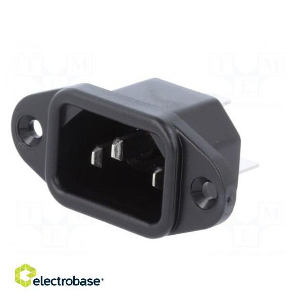 Connector: AC supply | socket | male | 10A | 250VAC | IEC 60320 | C14 (E) paveikslėlis 2