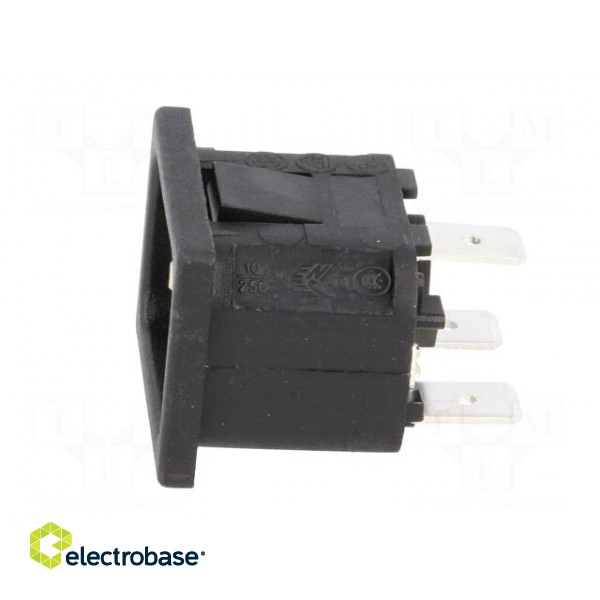 Connector: AC supply | socket | male | 10A | 250VAC | IEC 60320 | C14 (E) paveikslėlis 3