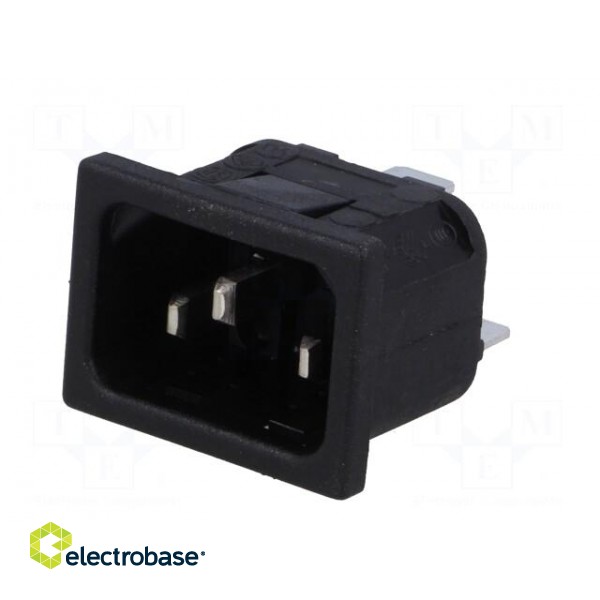 Connector: AC supply | socket | male | 10A | 250VAC | IEC 60320 | C14 (E) paveikslėlis 2