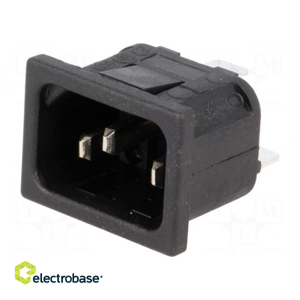 Connector: AC supply | socket | male | 10A | 250VAC | IEC 60320 | C14 (E) paveikslėlis 1