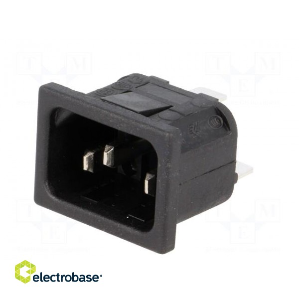 Connector: AC supply | socket | male | 10A | 250VAC | IEC 60320 | C14 (E) paveikslėlis 2