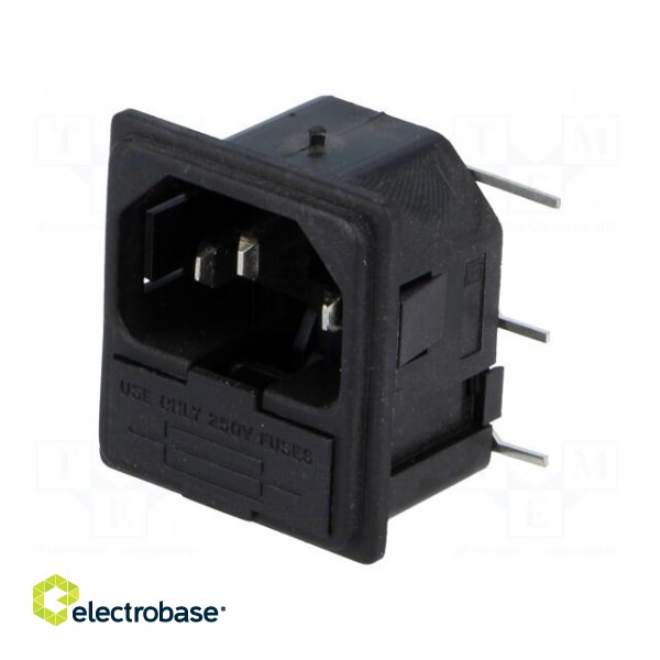 Connector: AC supply | socket | male | 10A | 250VAC | IEC 60320 | C14 (E) image 1