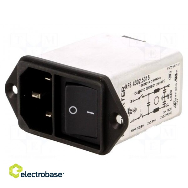 Connector: AC supply | socket | male | 10A | 250VAC | IEC 60320 | max.8mm image 1