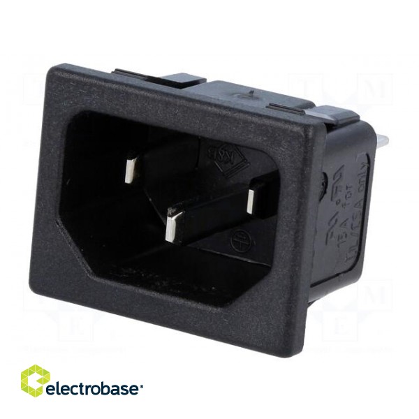Connector: AC supply | socket | male | 10A | IEC 60320 | C14 (E) image 1