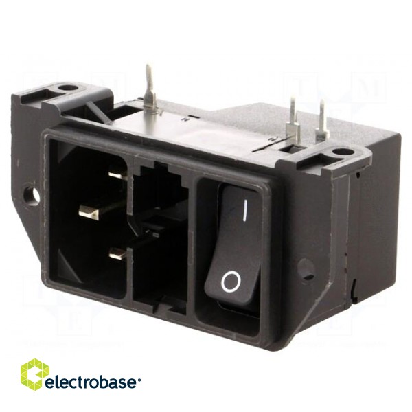 Connector: AC supply | socket | male | 10A | IEC 60320 | C14 (E) | THT image 1