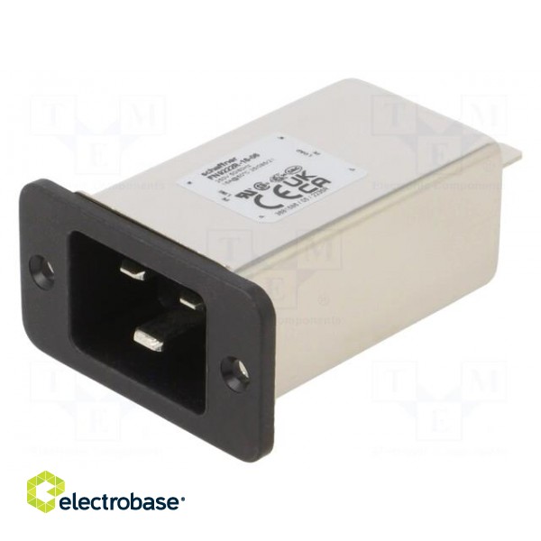 Connector: AC supply | socket | male | 16A | 250VAC | C14 (E) | -25÷85°C фото 1