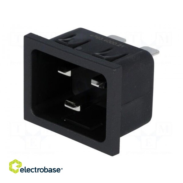 Connector: AC supply | socket | male | 16A | 250VAC | IEC 60320 image 1