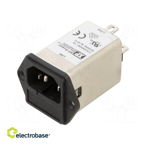 Connector: AC supply | socket | male | 1A | 250VAC | IEC 60320 | C14 (E) image 1