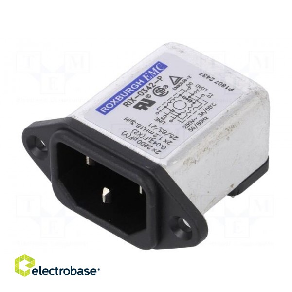 Connector: AC supply | socket | male | 3A | 250VAC | IEC 60320 | -25÷85°C фото 1