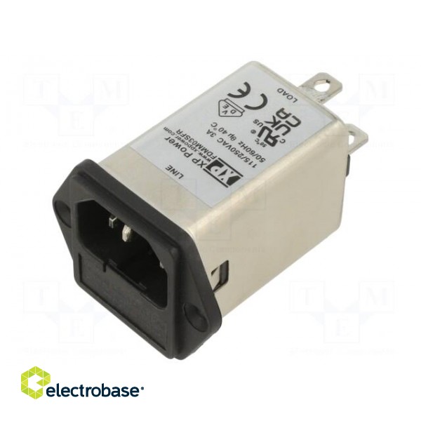 Connector: AC supply | socket | male | 3A | 250VAC | IEC 60320 | C14 (E) image 1