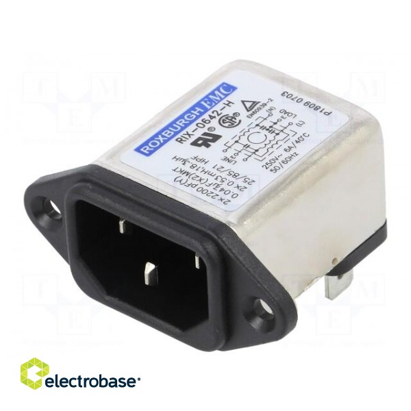Connector: AC supply | socket | male | 6A | 250VAC | IEC 60320 | -25÷85°C фото 1