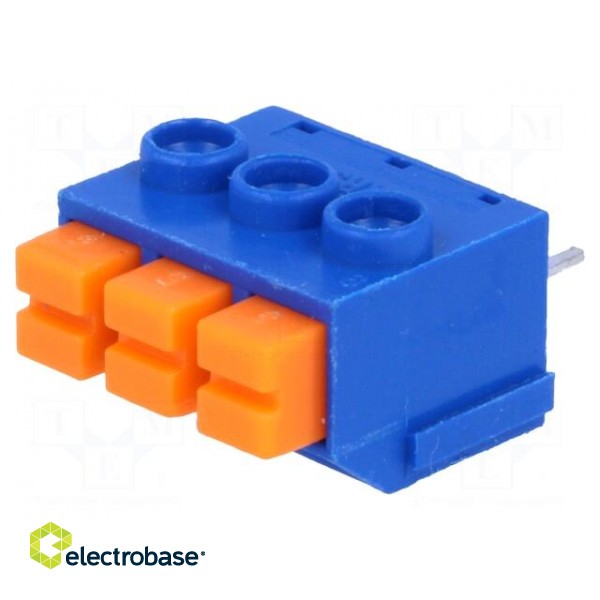 PCB terminal block | angled 90° | 5mm | ways: 3 | on PCBs | 22AWG÷16AWG фото 1