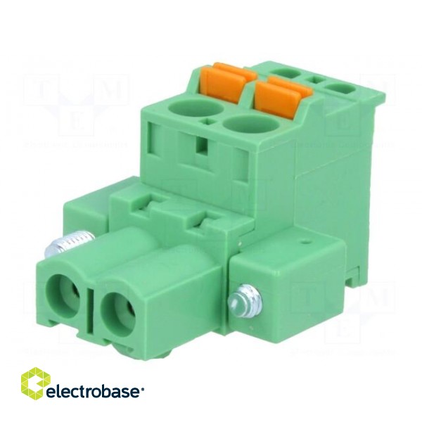 Pluggable terminal block | 5.08mm | ways: 2 | angled 90° | plug | green image 1