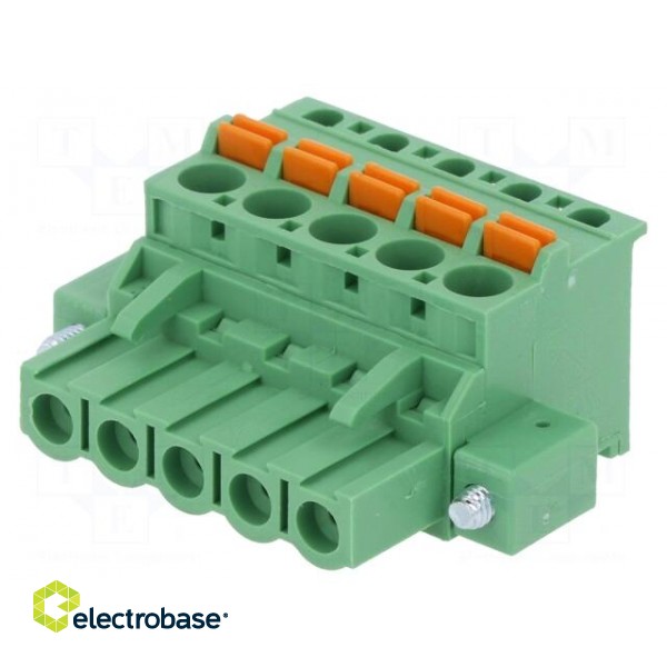 Pluggable terminal block | 5.08mm | ways: 5 | angled 90° | plug | green image 1