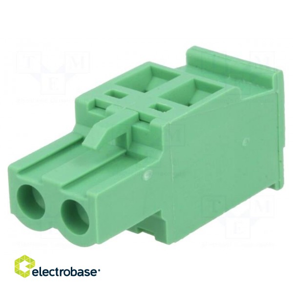 Pluggable terminal block | 5mm | ways: 2 | angled | plug | female | green image 1