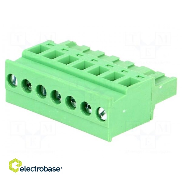 Pluggable terminal block | 5mm | ways: 7 | angled | plug | female | green image 1