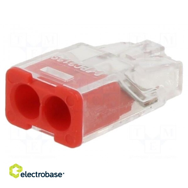 Quick splice | spring clamp | 2.5mm2 | 450V | 24A | red | ways: 1 | 11mm фото 1