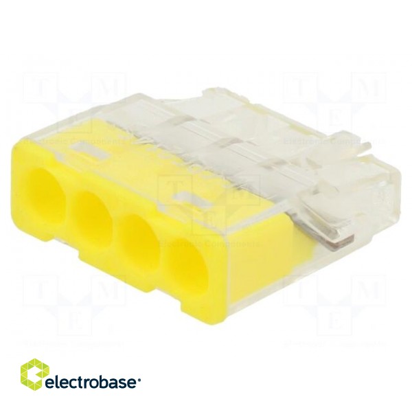Quick splice | spring clamp | 2.5mm2 | 450V | 24A | yellow | ways: 1 | 11mm image 1