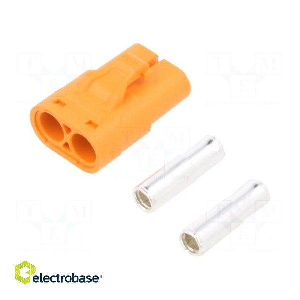 Plug | DC supply | LC | female | PIN: 2 | for cable | soldering | orange