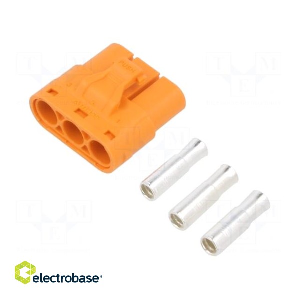 Plug | DC supply | LC | female | PIN: 3 | for cable | soldering | orange