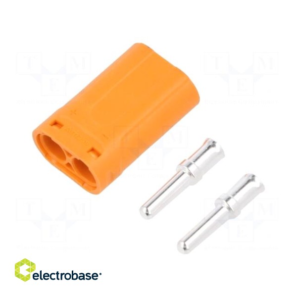 Plug | DC supply | LC | male | PIN: 2 | for cable | soldering | orange | 20A