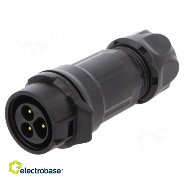 Plug | Connector: circular | MRD | PIN: 3 | gold flash | 10A | soldering image 1