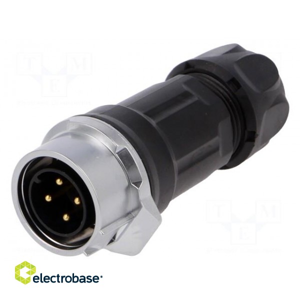 Plug | Connector: circular | MRD | PIN: 4 | gold flash | 10A | soldering image 1