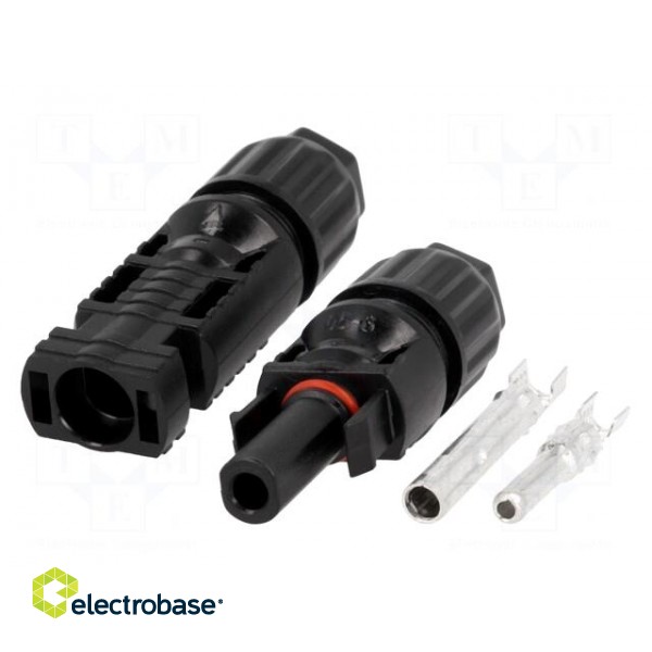 Connector: solar | male + female | straight | 2.5÷4mm2 | crimped | plug image 1