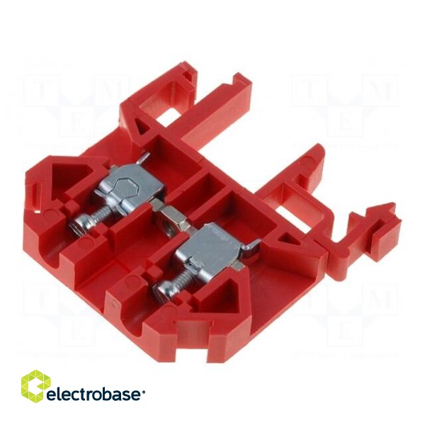 Splice terminal: rail | 0.5÷4mm2 | ways: 1 | terminals: 2 | red | 500V