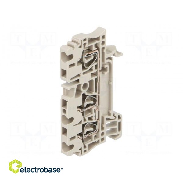 Splice terminal: rail | 2.5mm2 | ways: 1 | terminals: 3 | beige | wemid image 1