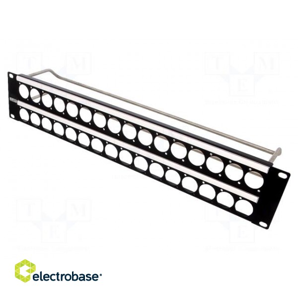 Mounting adapter | patch panel | RACK | screw | 19x24mm | Height: 2U paveikslėlis 1