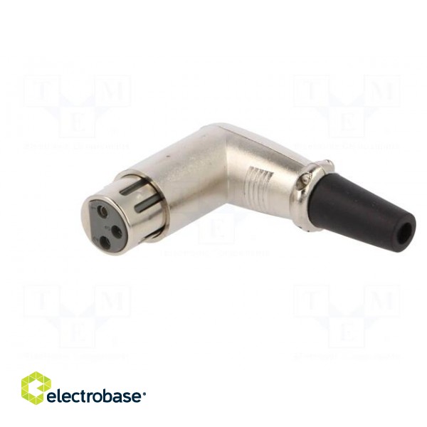 Plug | XLR | female | PIN: 3 | angled 90° | for cable | soldering | silver фото 2