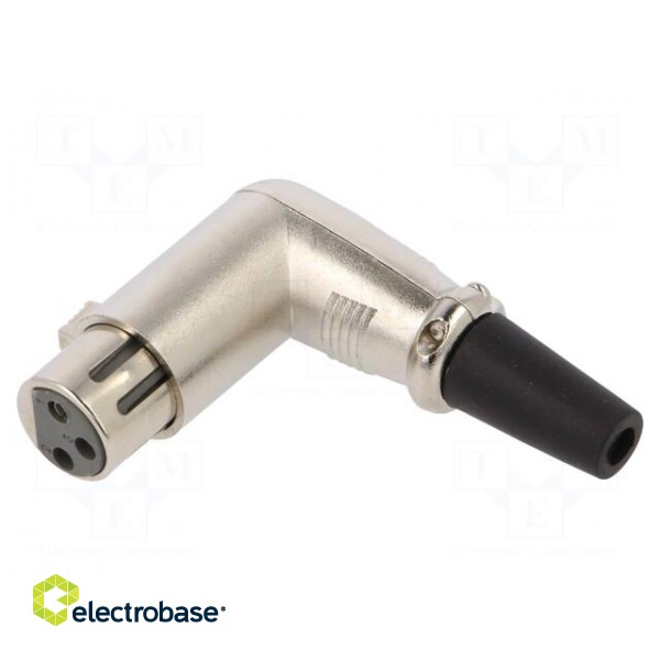 Plug | XLR | female | PIN: 3 | angled 90° | for cable | soldering | silver фото 1