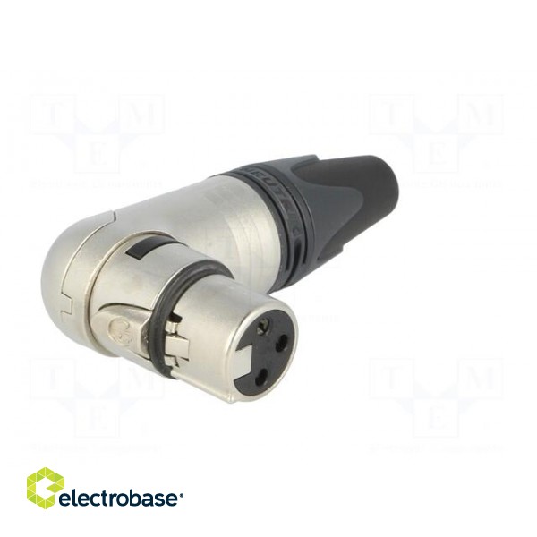 Plug | XLR | female | PIN: 3 | angled 90° | swivel | for cable | soldering image 2