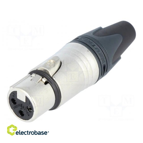 Plug | XLR | female | PIN: 3 | straight | for cable | soldering | 16A image 1