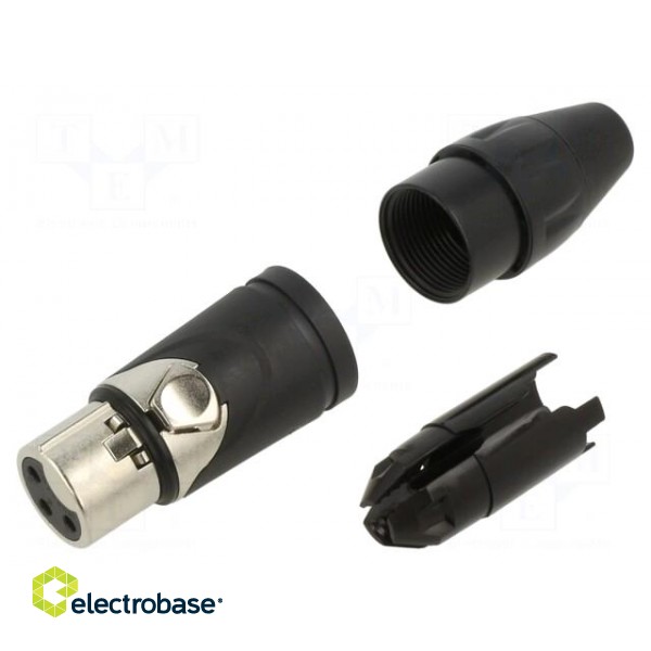 Plug | XLR | female | PIN: 3 | straight | for cable | soldering | tinned