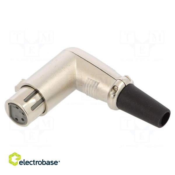 Plug | XLR | female | PIN: 4 | angled 90° | for cable | soldering | silver фото 1