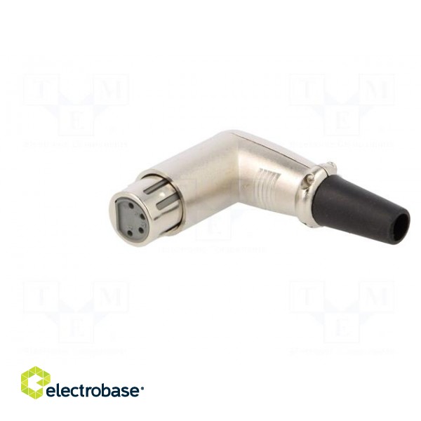 Plug | XLR | female | PIN: 4 | angled 90° | for cable | soldering | silver фото 2