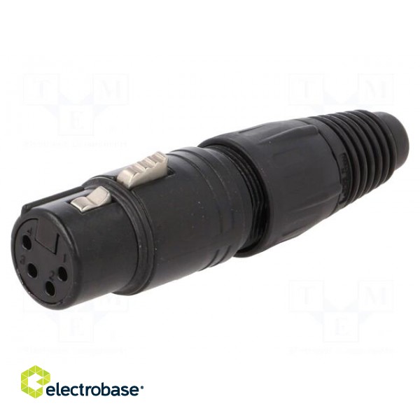 Plug | XLR | female | PIN: 4 | straight | for cable | soldering | 10A image 1