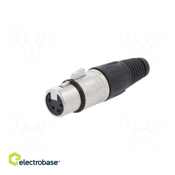 Plug | XLR | female | PIN: 4 | straight | for cable | soldering | silver paveikslėlis 2